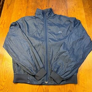 Vintage Izod Lacoste Jacket Mens M Blue Nylon Windbreaker Zip Pockets 80s 90s